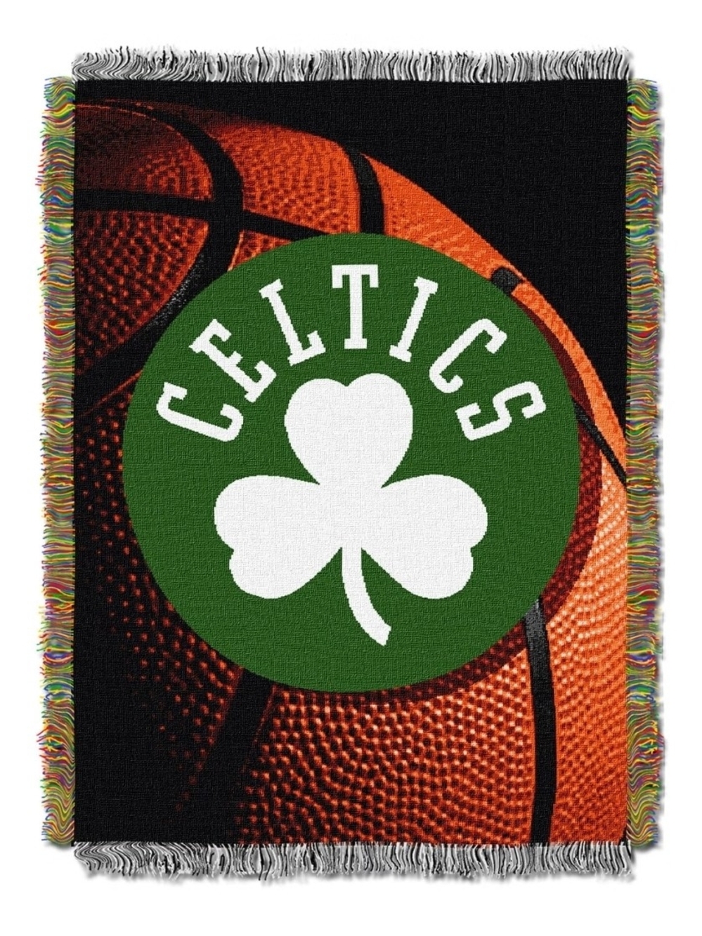 Celtics Green, White & Orange Basketball Throw Blanket